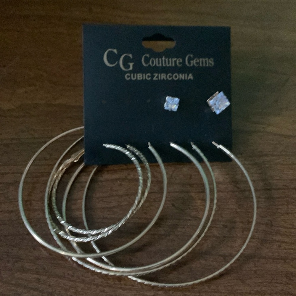 *Clearance-Final* NWOT Couture Gems 3pc+ Fashion Stud and Hoop Set